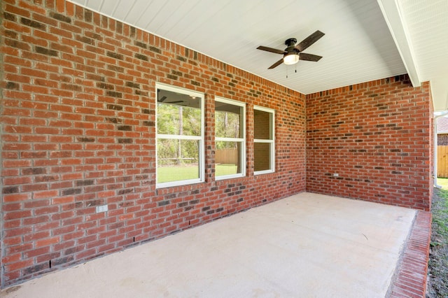 view of patio with a ceiling fan