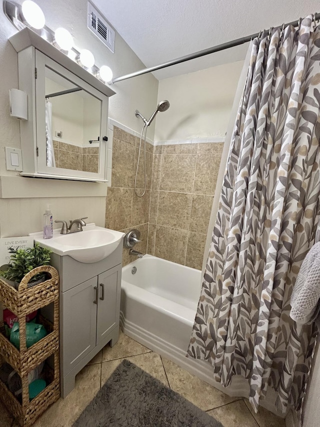 45 NE Arizona Dr, Fort Walton Beach, FL 32548 - full bathroom with shower / bathtub combination with curtain, vanity, and tile patterned flooring