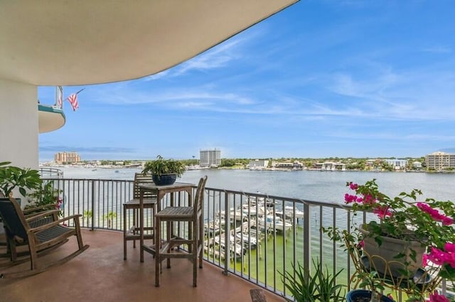 balcony with a water view