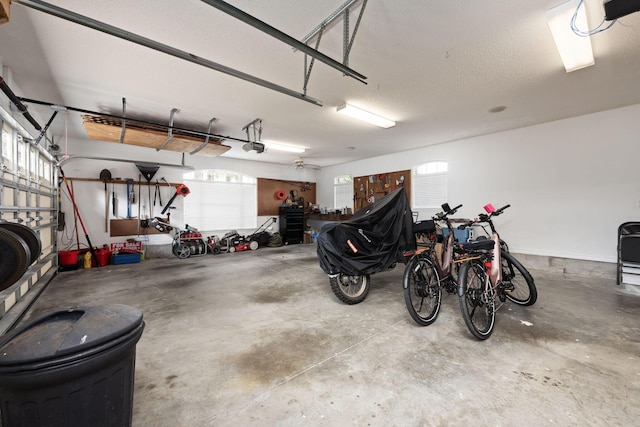 garage with a garage door opener