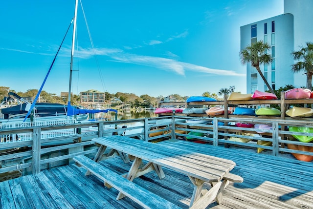 view of dock featuring a water view