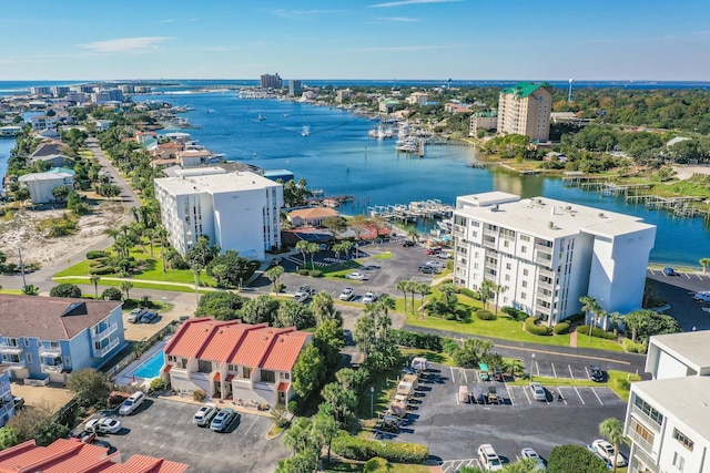 bird's eye view featuring a water view