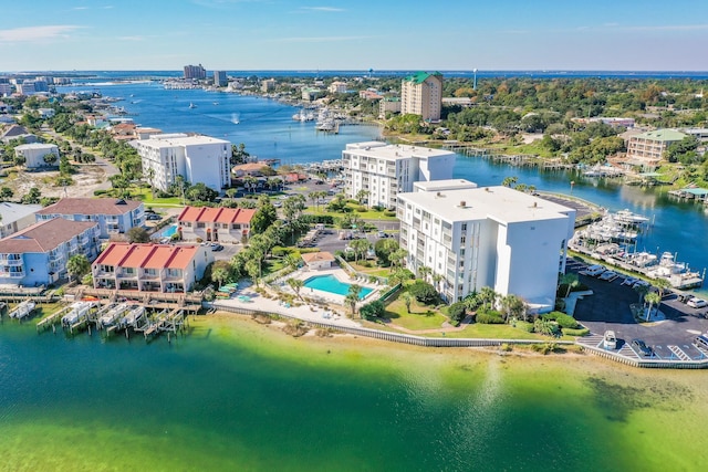 bird's eye view featuring a water view