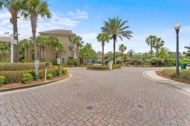 view of home's community featuring decorative driveway