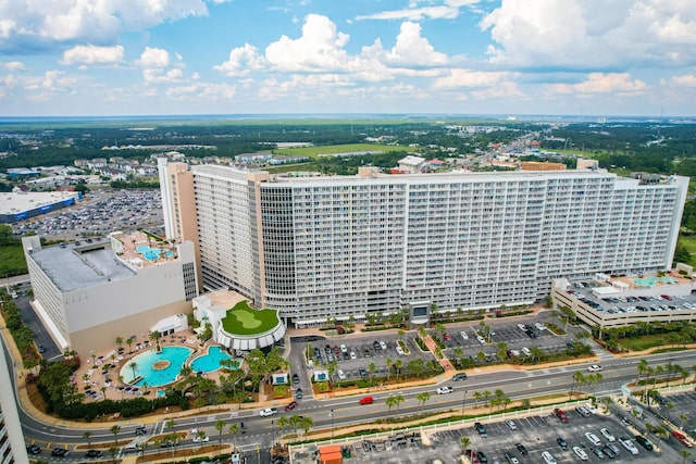 bird's eye view with a city view