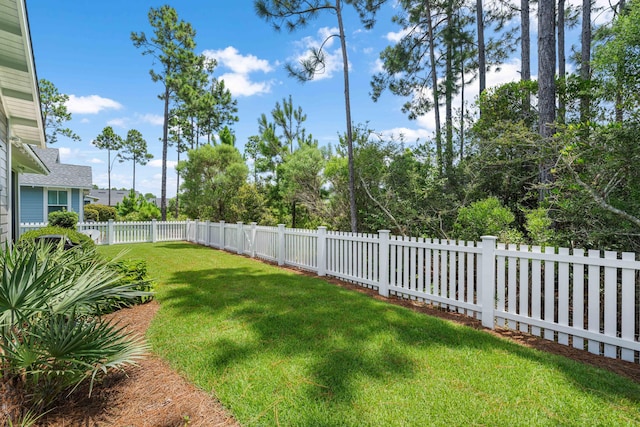 view of yard featuring a fenced backyard