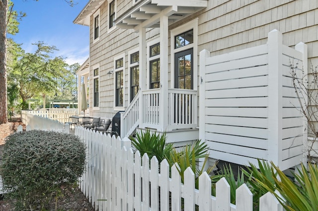 exterior space with fence private yard