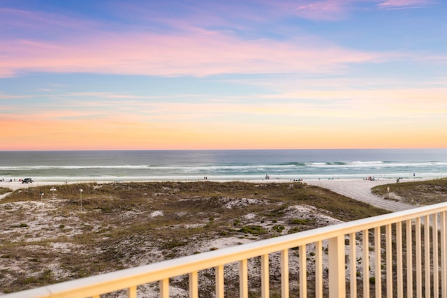 property view of water with a beach view