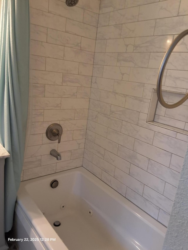 full bathroom with a combined bath / shower with jetted tub