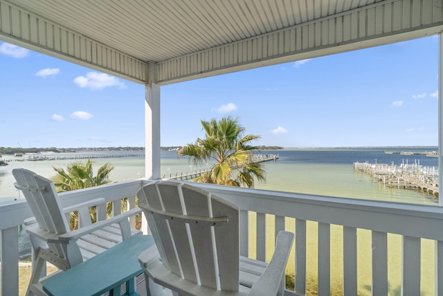 exterior space with a water view