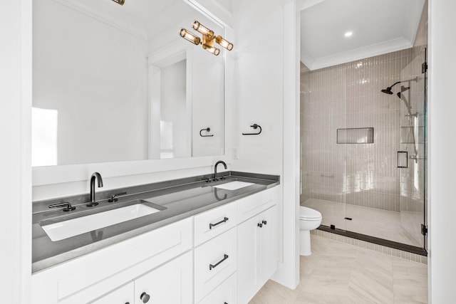 full bath featuring crown molding, a sink, and toilet