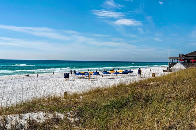 property view of water with a beach view