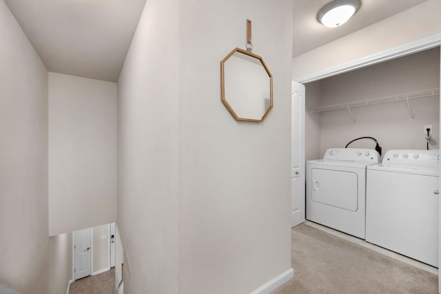 178 E Iron Horse Dr, Crestview, FL 32539 - washroom with light carpet, laundry area, washing machine and dryer, and baseboards