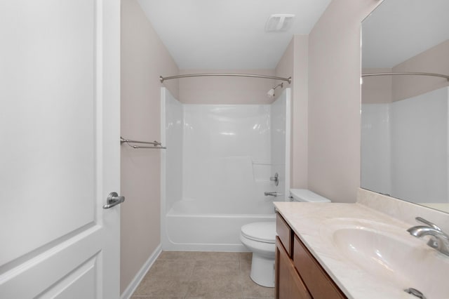 178 E Iron Horse Dr, Crestview, FL 32539 - bathroom with visible vents, toilet, washtub / shower combination, vanity, and tile patterned flooring
