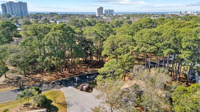 birds eye view of property with a view of city