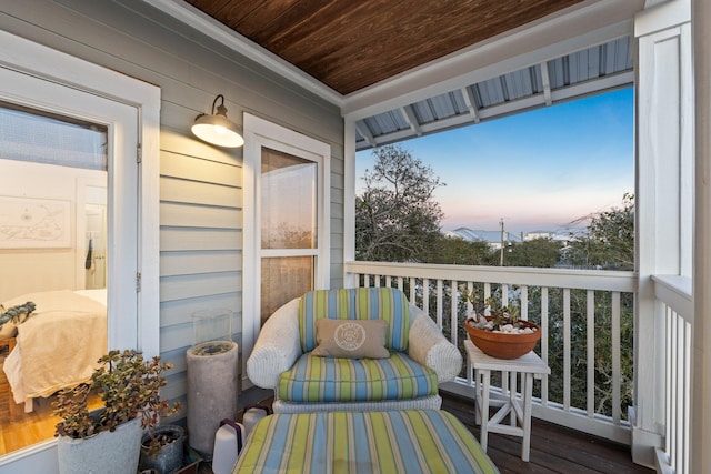 sunroom / solarium with wooden ceiling