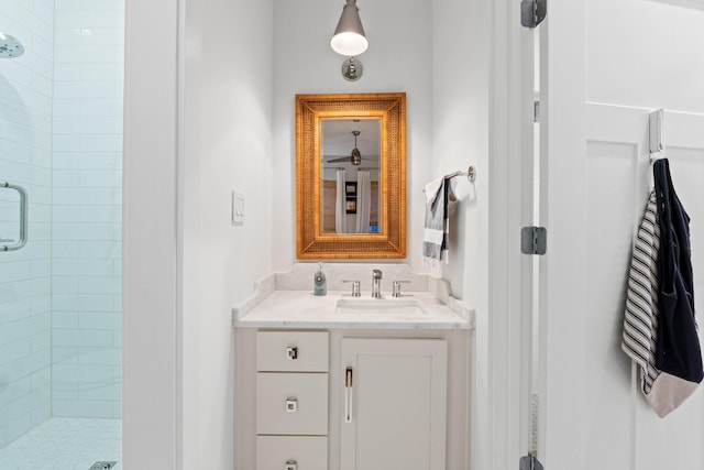 full bath featuring a shower stall and vanity