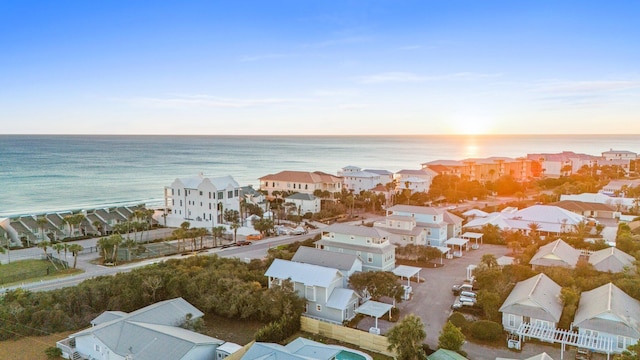 aerial view with a water view and a residential view