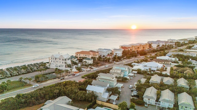 aerial view with a water view and a residential view