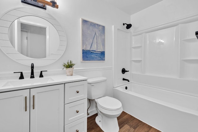 5241 Bob Sikes Rd, Defuniak Springs, FL 32435 - full bath featuring wood finished floors, vanity, toilet, and shower / tub combination