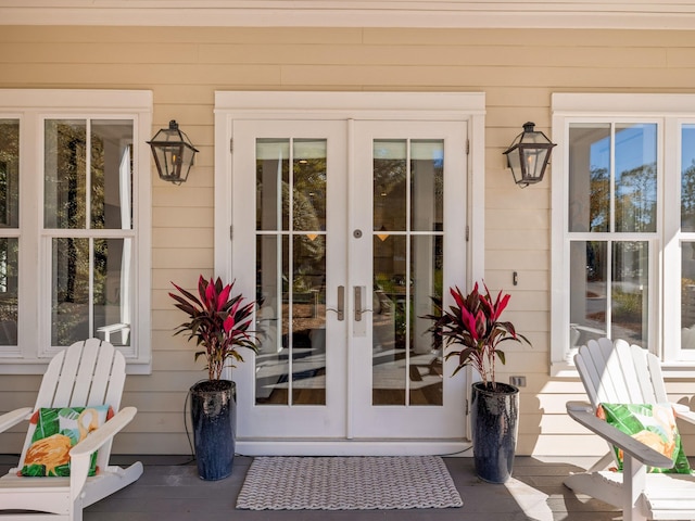 entrance to property featuring french doors