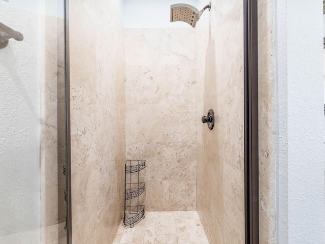 bathroom with a stall shower