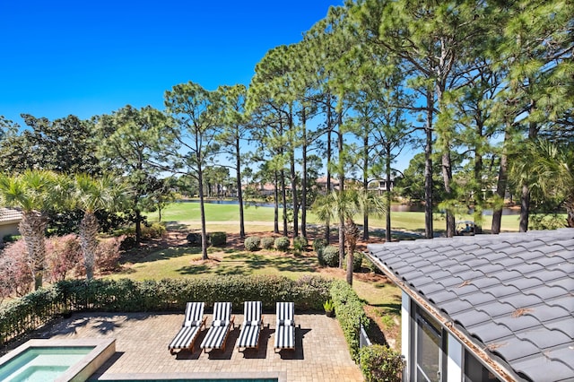 view of yard with a jacuzzi