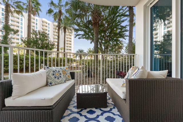 balcony featuring an outdoor living space