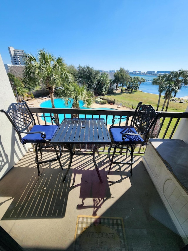 balcony with a water view