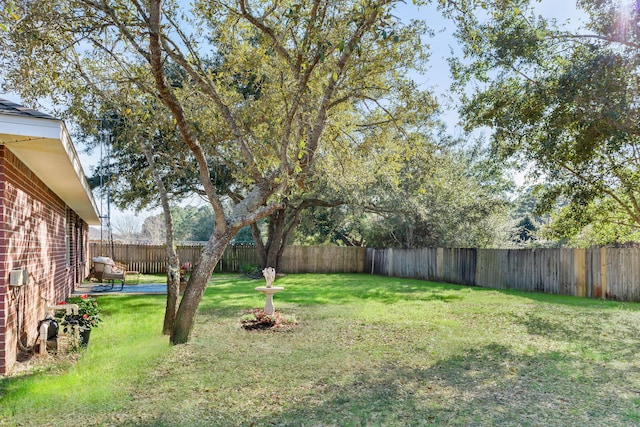 view of yard featuring a fenced backyard