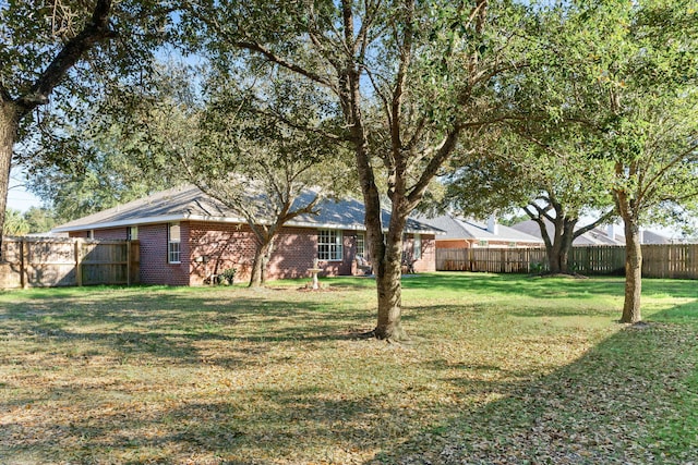 view of yard with a fenced backyard