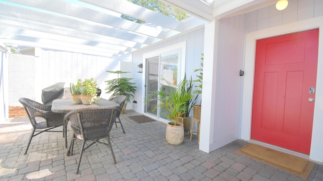 exterior space with a pergola