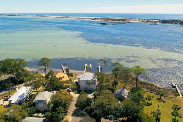 bird's eye view featuring a water view