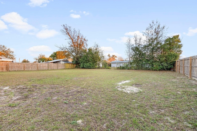 view of yard featuring a fenced backyard