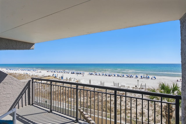 exterior space with a view of the beach and a water view