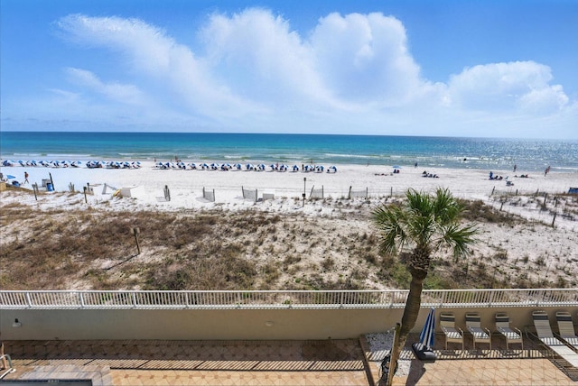 view of water feature featuring a view of the beach