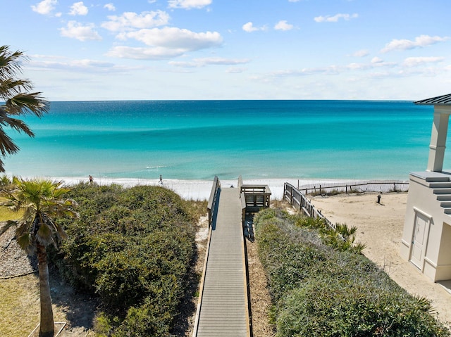 property view of water with a beach view