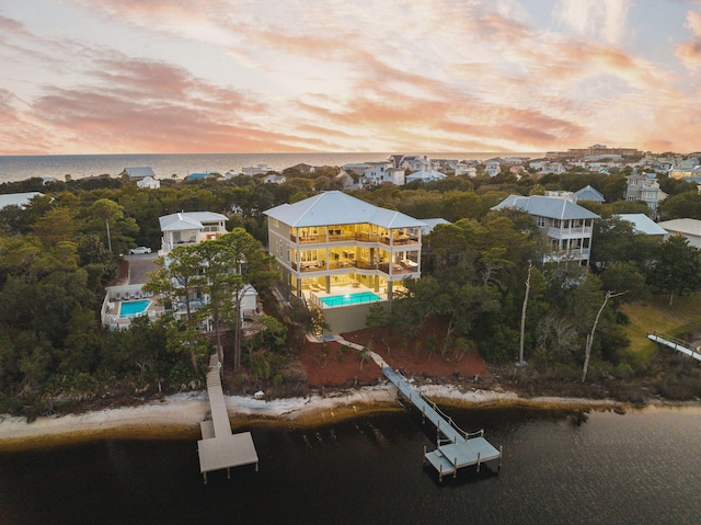 bird's eye view featuring a water view