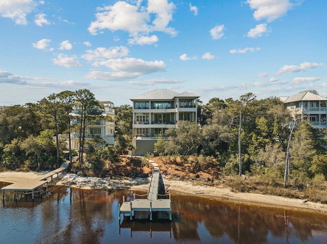 dock area featuring a water view