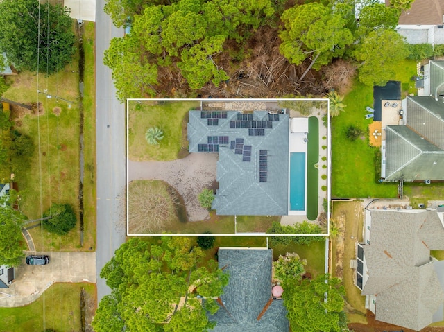 drone / aerial view with a residential view