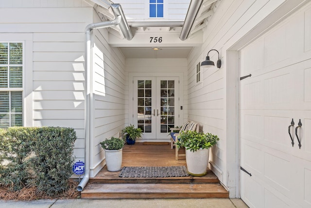 view of exterior entry with french doors