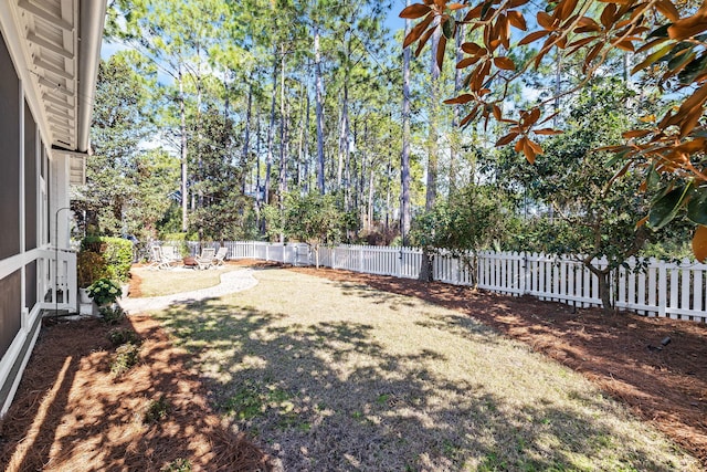 view of yard with a patio and a fenced backyard