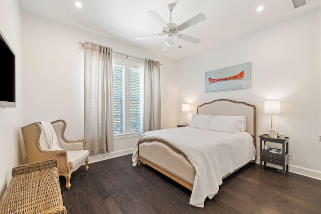 bedroom featuring recessed lighting, baseboards, and wood finished floors