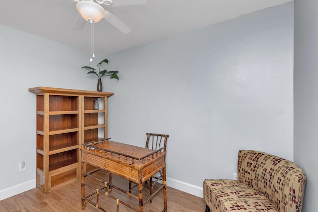79 N 6th St, Santa Rosa Beach, FL 32459 - office space with a ceiling fan, baseboards, and wood finished floors