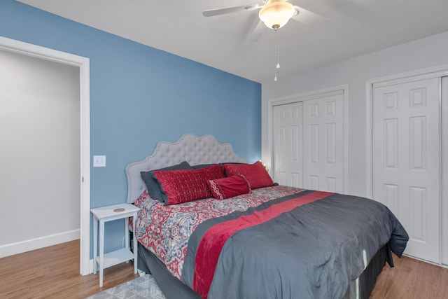 79 N 6th St, Santa Rosa Beach, FL 32459 - bedroom featuring ceiling fan, baseboards, and wood finished floors