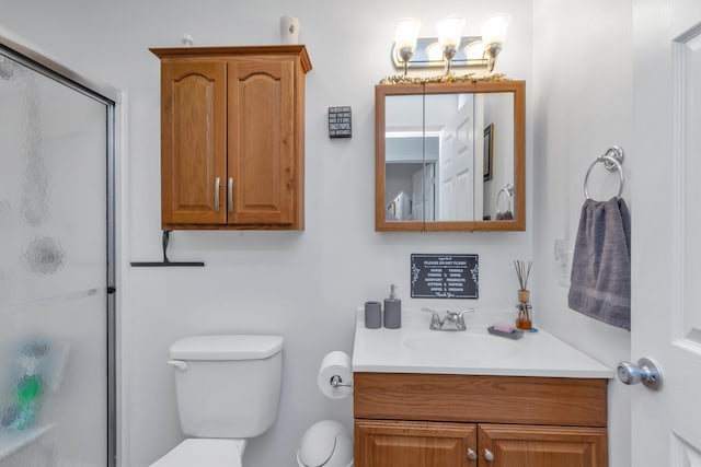 79 N 6th St, Santa Rosa Beach, FL 32459 - bathroom with vanity, a shower stall, and toilet