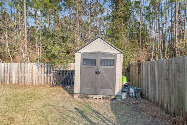 79 N 6th St, Santa Rosa Beach, FL 32459 - view of shed featuring a fenced backyard