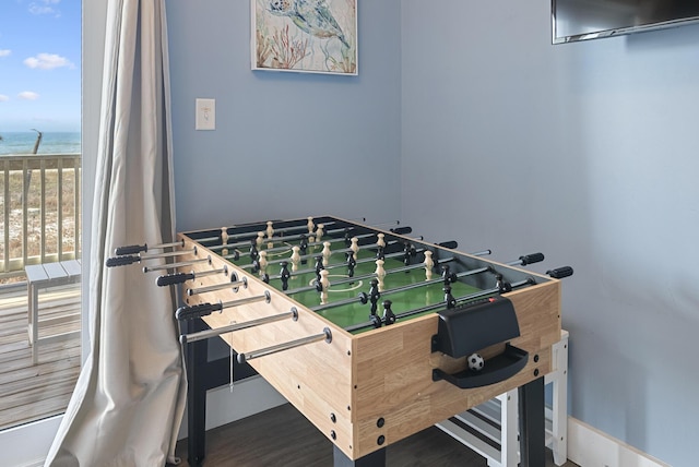 3625 Cape San Blas Rd, Cape San Blas, FL 32456 - recreation room featuring wood finished floors and a water view