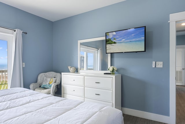 3625 Cape San Blas Rd, Cape San Blas, FL 32456 - bedroom featuring dark wood-style floors, multiple windows, and baseboards