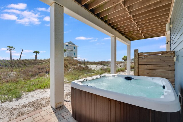 3625 Cape San Blas Rd, Cape San Blas, FL 32456 - view of patio / terrace with a rural view and a hot tub